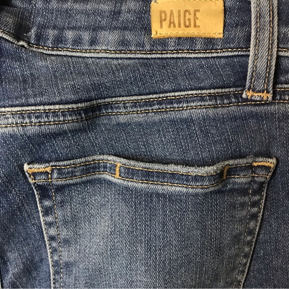 NEW PAIGE VERDUGO ANKLE MID-RISE MEDIUM DARK WASH DISTRESSED RAW HEM JEAN - Picture 6 of 10